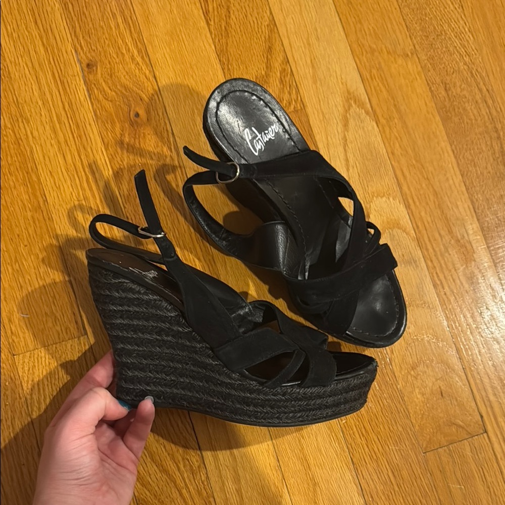 CASTANER• black wedge heels